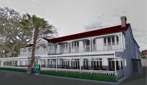 Concept drawings for the Duke of Marlborough showing how the front of the landmark building will look after work has been completed.  (Image source HNZ Media Release)
